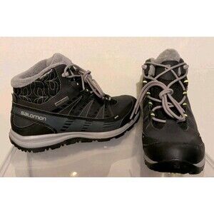 Salomon Kaina Winter Hiking Women’s Boots Gray Black Sz 8.5 Climatherm Contagrip